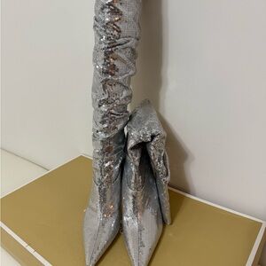 Michael Kors Sparkling Silver Over the Knee Boots
